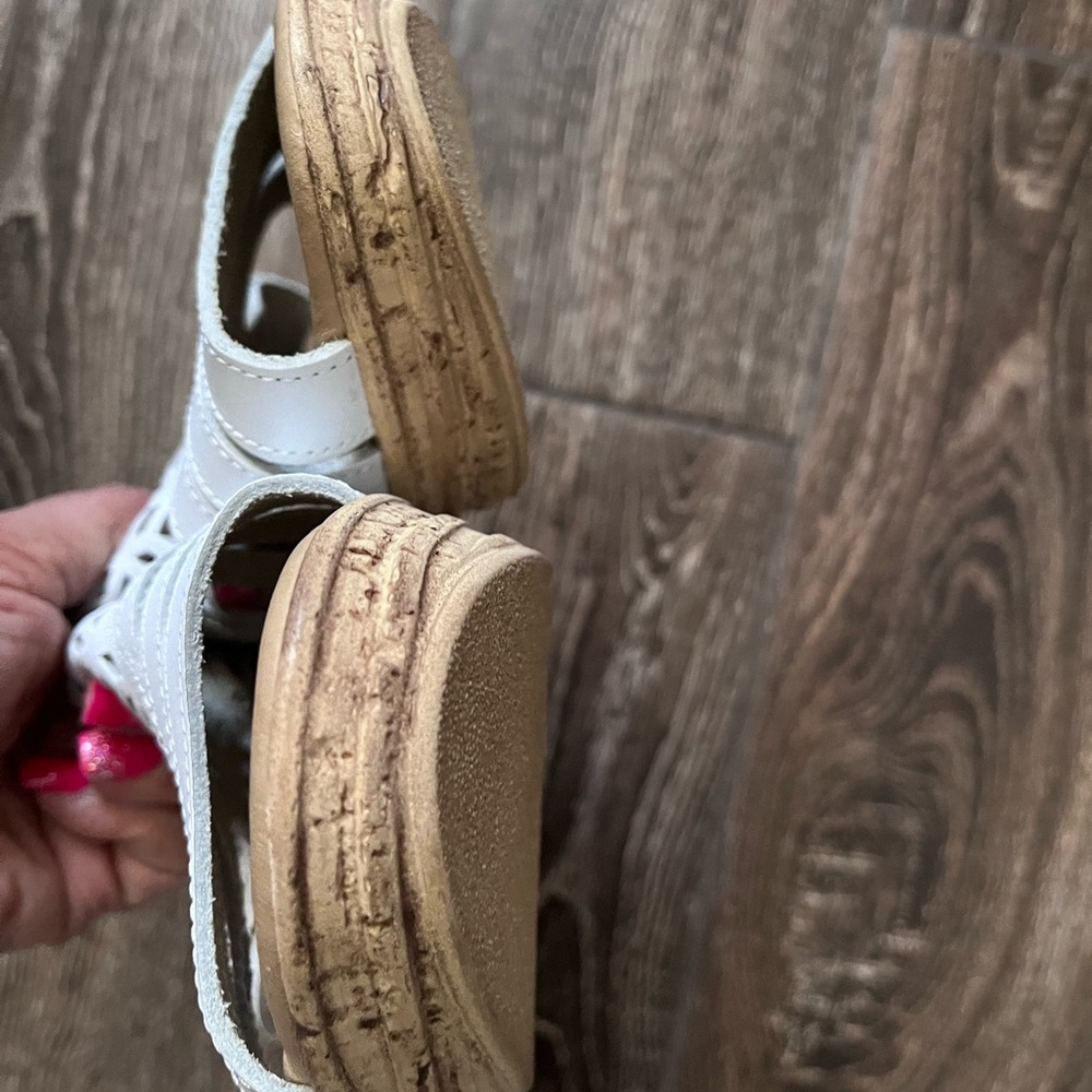 Spring Step Laser Cut Open Toe Slip On Wedges - image 4